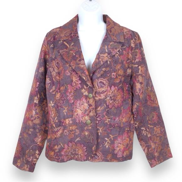 COLDWATER CREEK Floral Brocade Tapestry Jacket Blazer size M - Picture 1 of 5